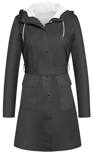 UNIQUEBELLA Women's Waterproof Long Hooded Raincoat