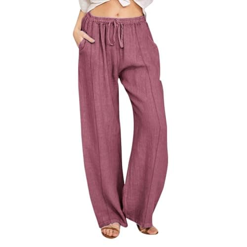 Nantdog Loose Summer Palazzo Pants with Pockets Plus Size
