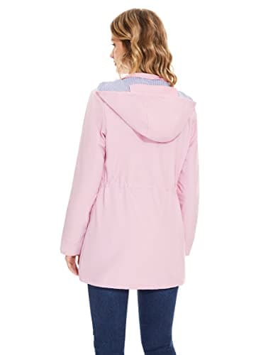 Women's Waterproof BBX Lephsnt Rain Jacket Lightweight Hooded Trench Coat