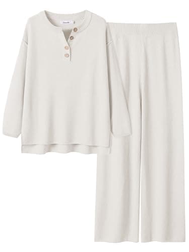 ANRABESS Women Oversized Waffle Knit Sweater Lounge Set 2025 Fall Trends