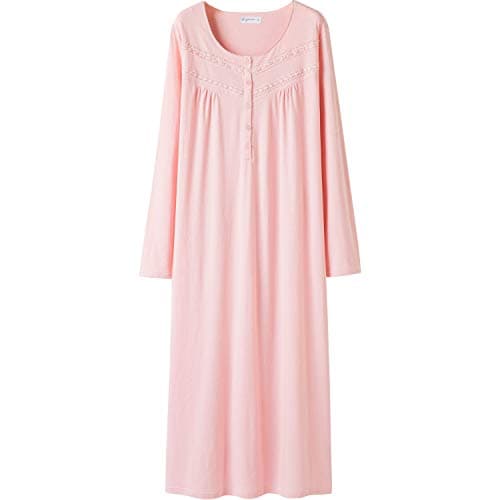 Soft Cotton Comfortable Women's Long-Sleeve Nightgowns by Keyocean