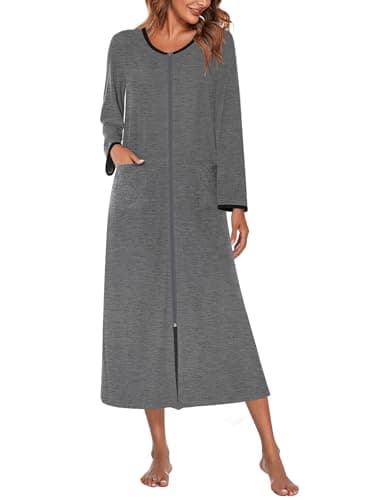 Ekouaer Women's Long House Coat with Pockets S-4XL