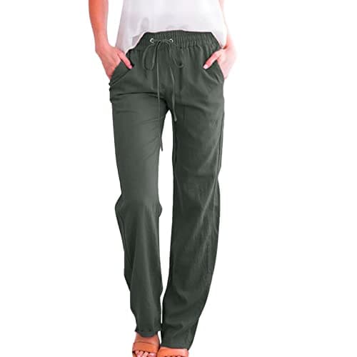 Casual Women's Lightweight Cotton Linen Drawstring Pants