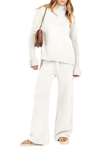 Caracilia Women's 2-Piece Fall Sweater Set & Wide Leg Pants Travel Fashion