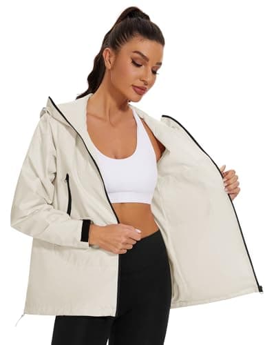 Avoogue Women's Loose Fit Waterproof Liner Rain Jacket with Hood