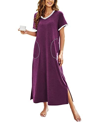 Ekouaer Women's Full-Length Short Sleeve Nightgown