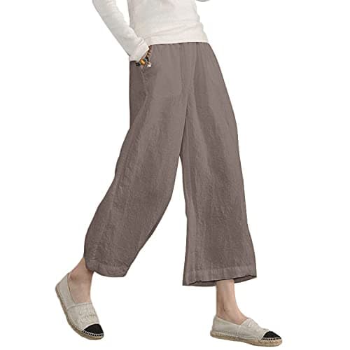 Sure, here's a refined and simplified version of the title:

ECUPPER Women's Loose Elastic Waist Cotton Cropped Wide Leg Pants