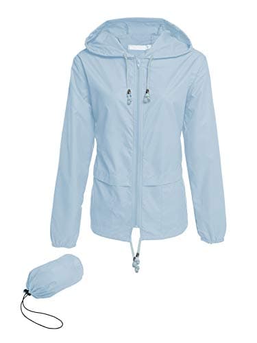 Hount Women's Lightweight Waterproof Hooded Raincoat Packable Outdoor Jacket (S-3XL)
