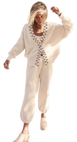 SAUKOLE Women's Oversized Knit Sweater & Matching Long Pants Set