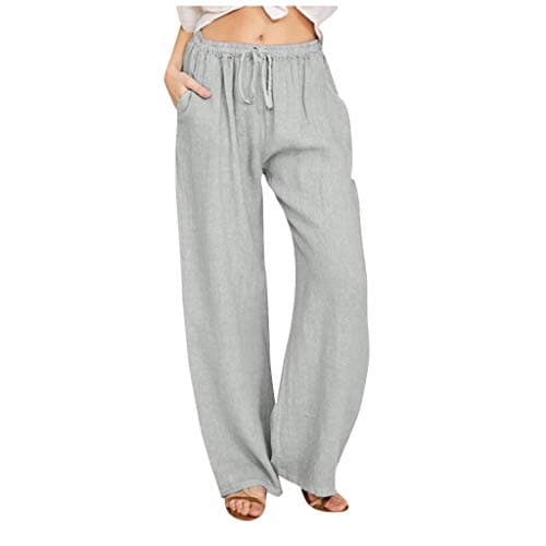 2024 Trendy Women's High Waist Loose Fit Linen Palazzo Pants