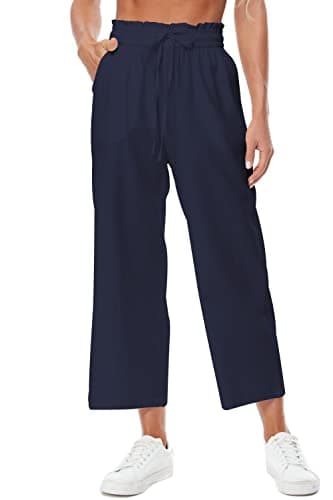 BCOFUI High-Waisted Linen Wide Leg Beach Pants