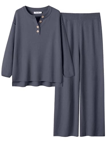 ANRABESS Women Oversized Waffle Knit Sweater Lounge Set 2025 Fall Trends