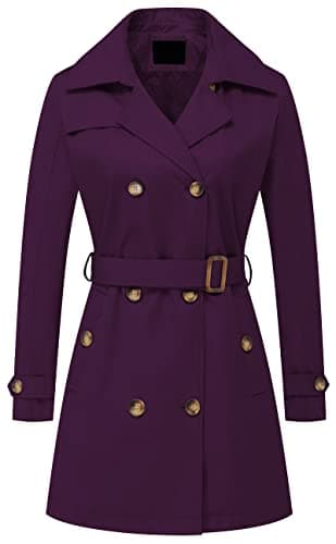 Chrisuno Women's Mid-Length Double Breasted Trench Coat with Hood