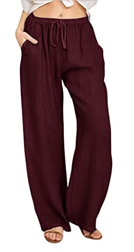 CHARTOU Women's Summer Wide Leg Loose Cotton Linen Pants