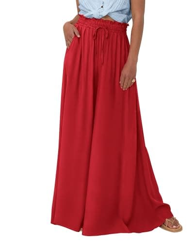 BTFBM Women's Summer Floral Wide Leg Palazzo Pants with Pocket