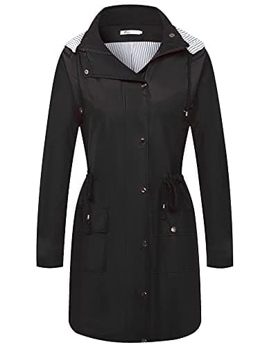 Twinklady Women's Waterproof Striped Rain Jacket