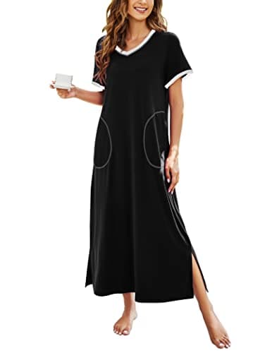 Ekouaer Women's Full-Length Short Sleeve Nightgown