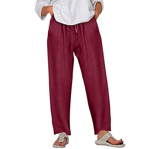 Nantdog Loose Summer Palazzo Pants with Pockets Plus Size