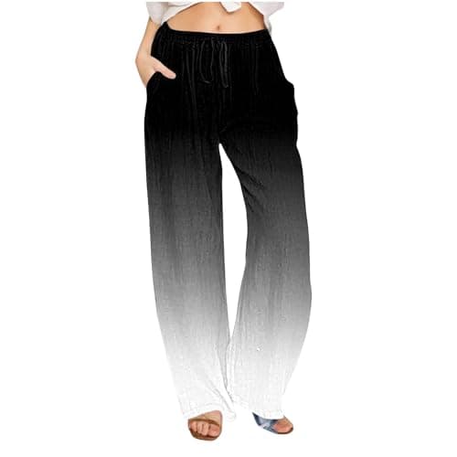 2024 Trendy Women's High Waist Loose Fit Linen Palazzo Pants
