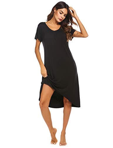 Ekouaer Comfy Plus Size Womens Short Sleeve Sleepwear S-3XL