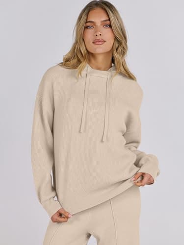 ANRABESS Women's 2 Piece Fall Lounge Sweatsuit Sweater Sets