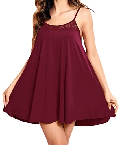 EkouaerSexyLingerieLaceChemiseSleevelessCamisoleNightgown