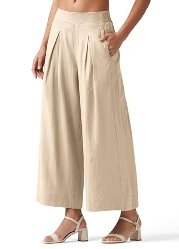 Willit Women's Linen Wide Leg Palazzo Pants with Pockets Summer Beach Casual