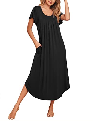 Soft Flare Sleeve Nightgowns for Women M-3XL with Pockets