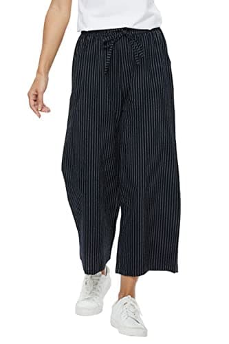 Womens Wide Leg Linen Pants High Waisted Drawstring Beach Leisurepants with Pockets