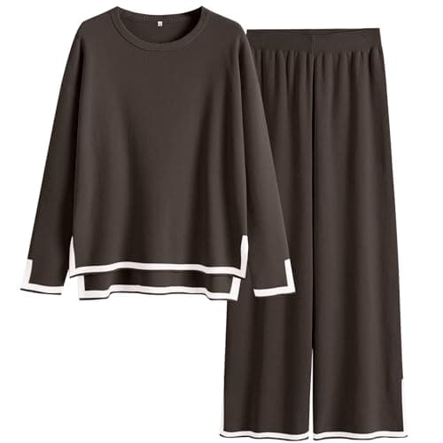 ANRABESS Women's Knit Sweater & Wideleg Pants Matching Sweatsuit Set