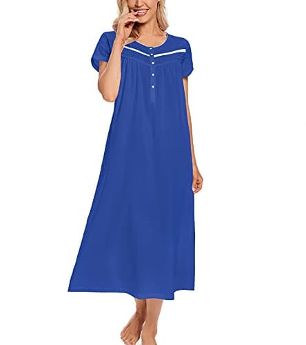 IZZY + TOBY Women's Soft Cotton Nightgowns Long Sleeve Pajamas