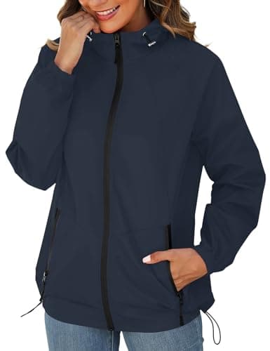 Women's Avoogue Waterproof Rain Jacket with Hood and Pockets S-3XL