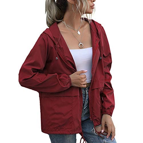 PESION Women's Waterproof Raincoat with Hood and Pocket