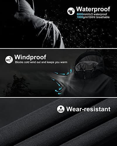 Women's 33,000ft Waterproof Softshell Long Rain Jacket With Hood Fleece Lined