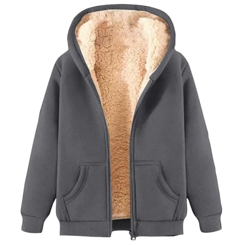 2024 Warm Women's Thick Sherpa Fleece Hoodie Full-Zip Winter Coat