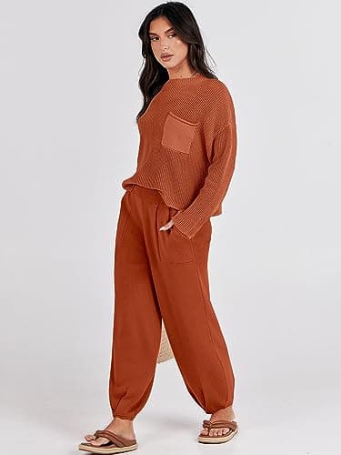 Caracilia Women's 2-Piece Knit Tops and Loose Pants Sets