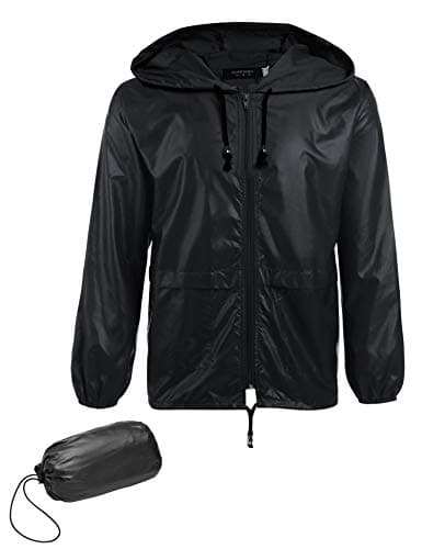 COOFANDY Men's Lightweight Packable Rain Jacket with Hood