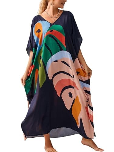 IMAGEKOPE Plus Size Vneck Batwing Dress for Women Bathing Suit Cover up Moroccan Caftan Dresses