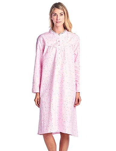 Women's Casual Flannel Floral Long Sleeve Nightgown