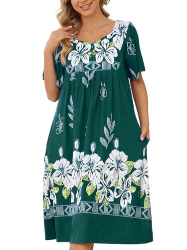 Women's Short Sleeve House Dress with Pockets