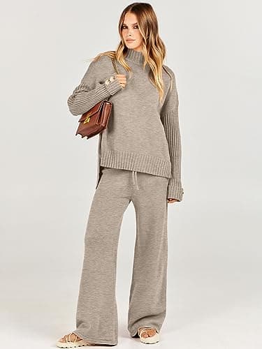Caracilia Women's 2-Piece Fall Sweater Set & Wide Leg Pants Travel Fashion