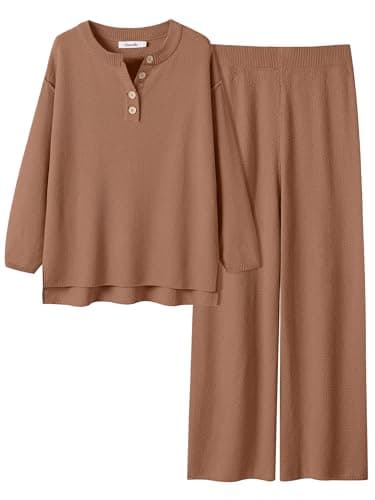 ANRABESS Women Oversized Waffle Knit Sweater Lounge Set 2025 Fall Trends