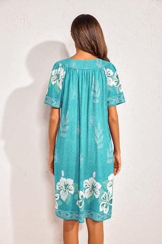 Ekouaer Womens Floral Print Pocket Nightgown Mumu Dress