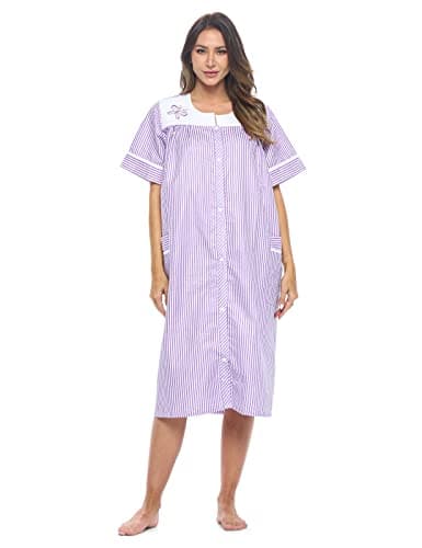 Women's Snap-Front House Dress with Pockets