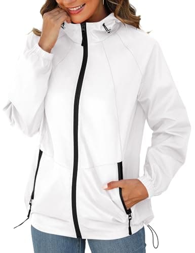 Women's Avoogue Waterproof Rain Jacket with Hood and Pockets S-3XL
