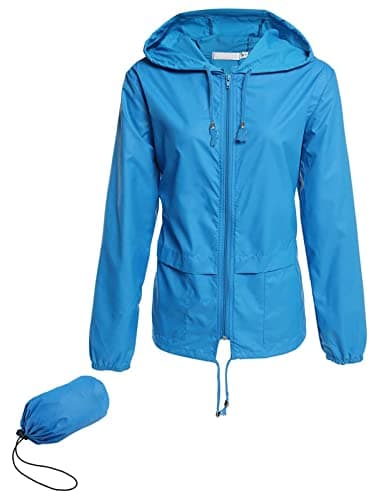Hount Women's Lightweight Waterproof Hooded Raincoat Packable Outdoor Jacket (S-3XL)