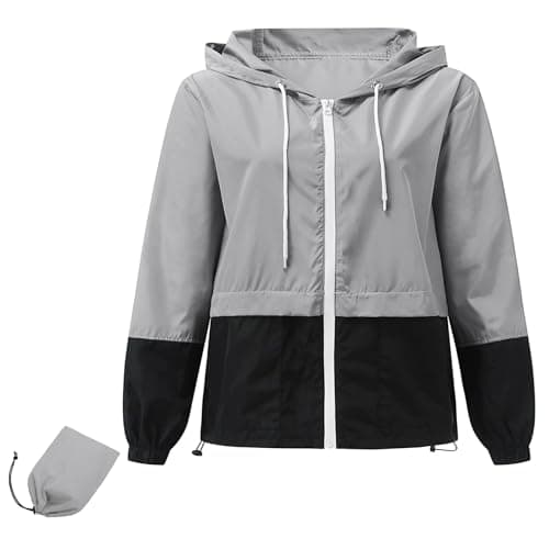 Zando Plus Size Women's Waterproof Hooded Raincoat Light & Packable