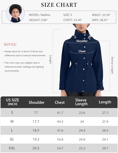 Avoogue Women's Lightweight Hooded Waterproof Raincoat for Hiking and Travel