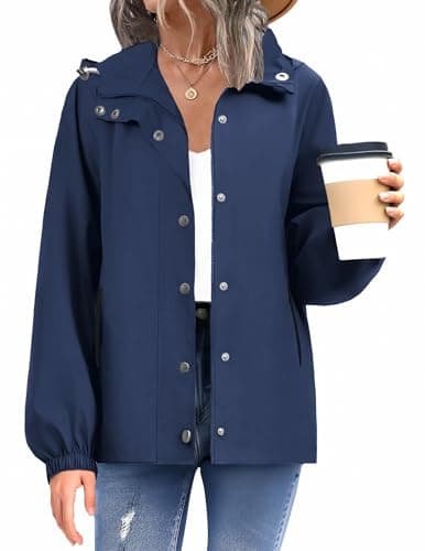 Zeagoo Women's Waterproof Rain Jacket with Hood - Lightweight Windbreaker Coated with Pockets