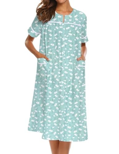 EKOUEAR Women's Button Down Short Sleeve Duster House Dress